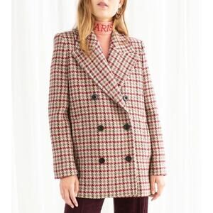 & Other Stories Paris Size 6 Small Wool Houndstooth Blazer Coat Oversized plaid